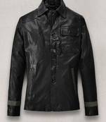 men's black lambskin leather biker jacket classic zip up style elegant