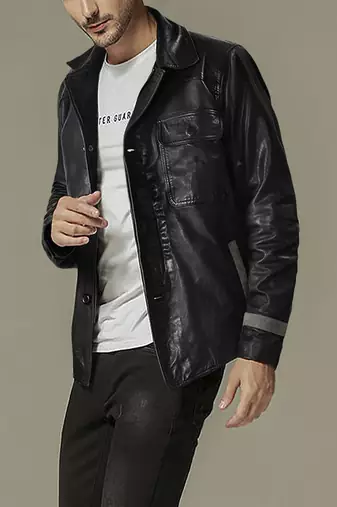 men's black lambskin leather biker jacket classic zip up style elegant
