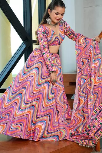 Printed Thread Work Ready to Wear Lehenga & Blouse With Dupatta