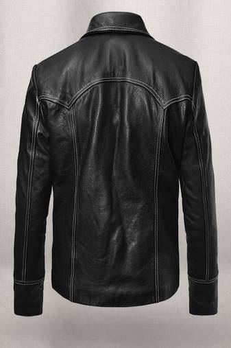 Vintage thick black pure lambskin men's  genuine leather jacket 2 linning pocket style