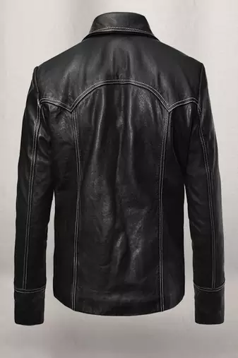 Vintage thick black pure lambskin men's  genuine leather jacket 2 linning pocket style