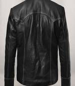 Vintage thick black pure lambskin men's  genuine leather jacket 2 linning pocket style