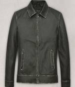 men's green lambskin leather biker jacket classic zip up style