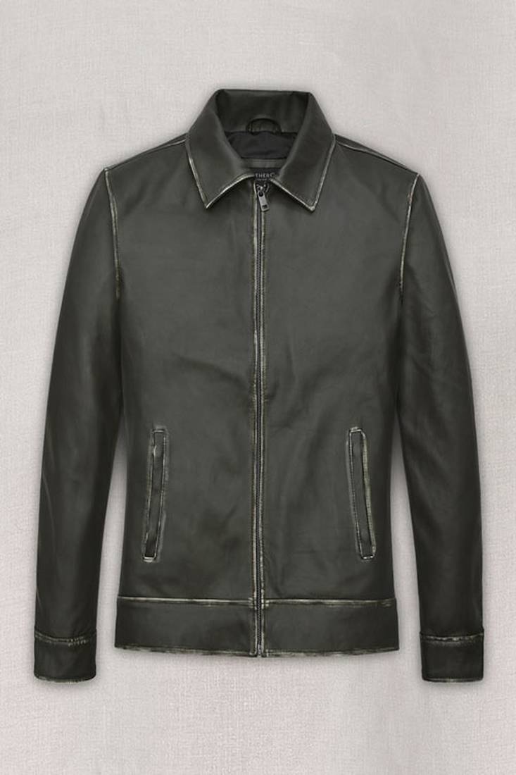 Mens green pure lambskin jacket  motor jacket 100% genuine leather jason bateman look