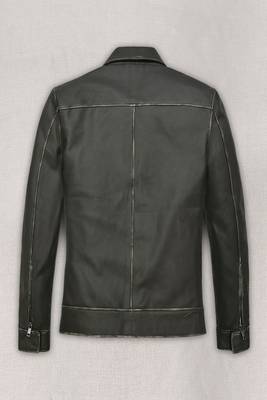 men's green lambskin leather biker jacket classic zip up style 2