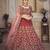 Floral Embroidered Thread Work Unstitched Blouse And Lehenga With Dupatta