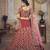 Floral Embroidered Thread Work Unstitched Blouse And Lehenga With Dupatta