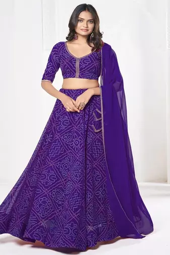 Printed Semi Stitched Lehenga & Unstitched Blouse With Dupatta