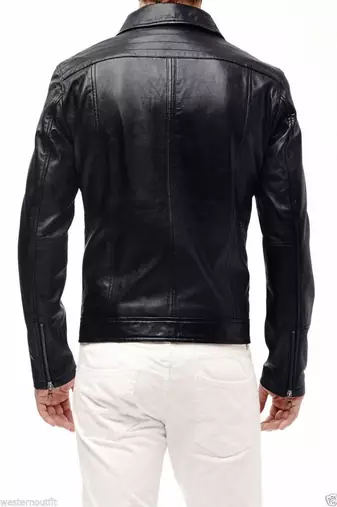 men's black lambskin leather jacket classic zip up style modern ultimate