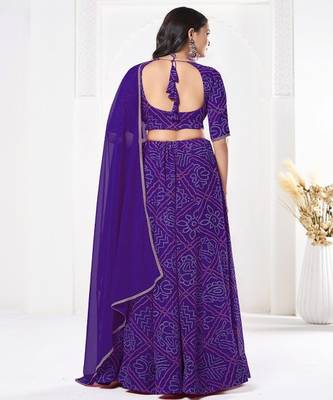 Printed Semi Stitched Lehenga & Unstitched Blouse With Dupatta 3