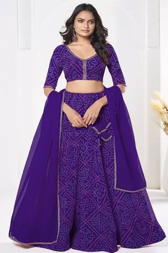 Printed Semi Stitched Lehenga & Unstitched Blouse With Dupatta