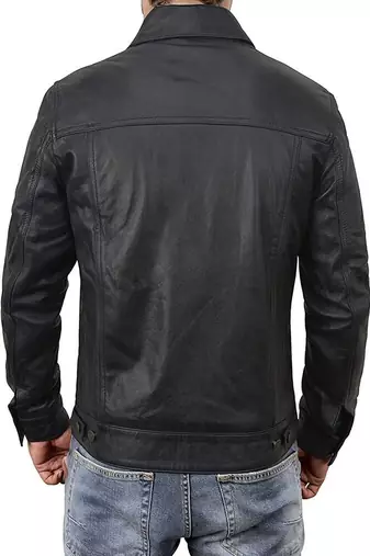 men's black lambskin leather biker jacket classic zip up style sophisticated