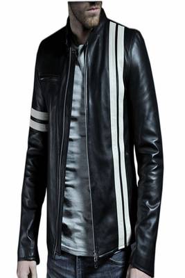 men's white lambskin leather biker jacket classic zip up style modern 1