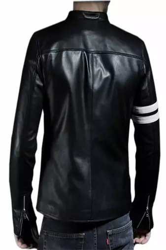 men's white lambskin leather biker jacket classic zip up style modern