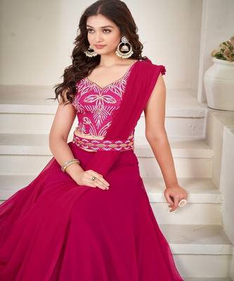 Embroidery Work Georgette Fabric Lehenga Choli With Georgette Dupatta 1