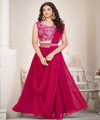 Embroidery Work Georgette Fabric Lehenga Choli With Georgette Dupatta 2