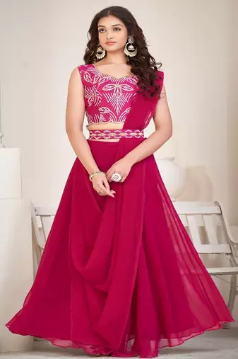Embroidery Work Georgette Fabric Lehenga Choli With Georgette Dupatta