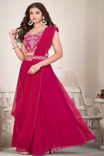 Embroidery Work Georgette Fabric Lehenga Choli With Georgette Dupatta