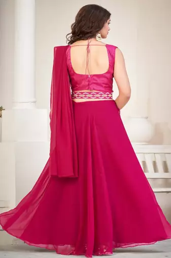 Embroidery Work Georgette Fabric Lehenga Choli With Georgette Dupatta