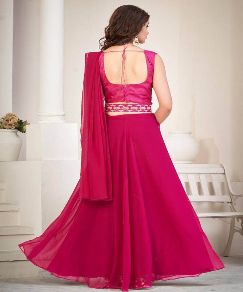 Embroidery Work Georgette Fabric Lehenga Choli With Georgette Dupatta