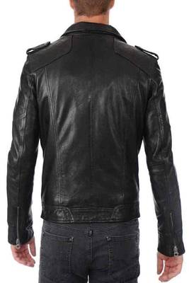 men's black lambskin leather biker jacket classic moto zip style stylish signature 2