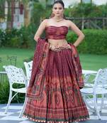 Printed Lehenga & Unstitched Blouse With Dupatta