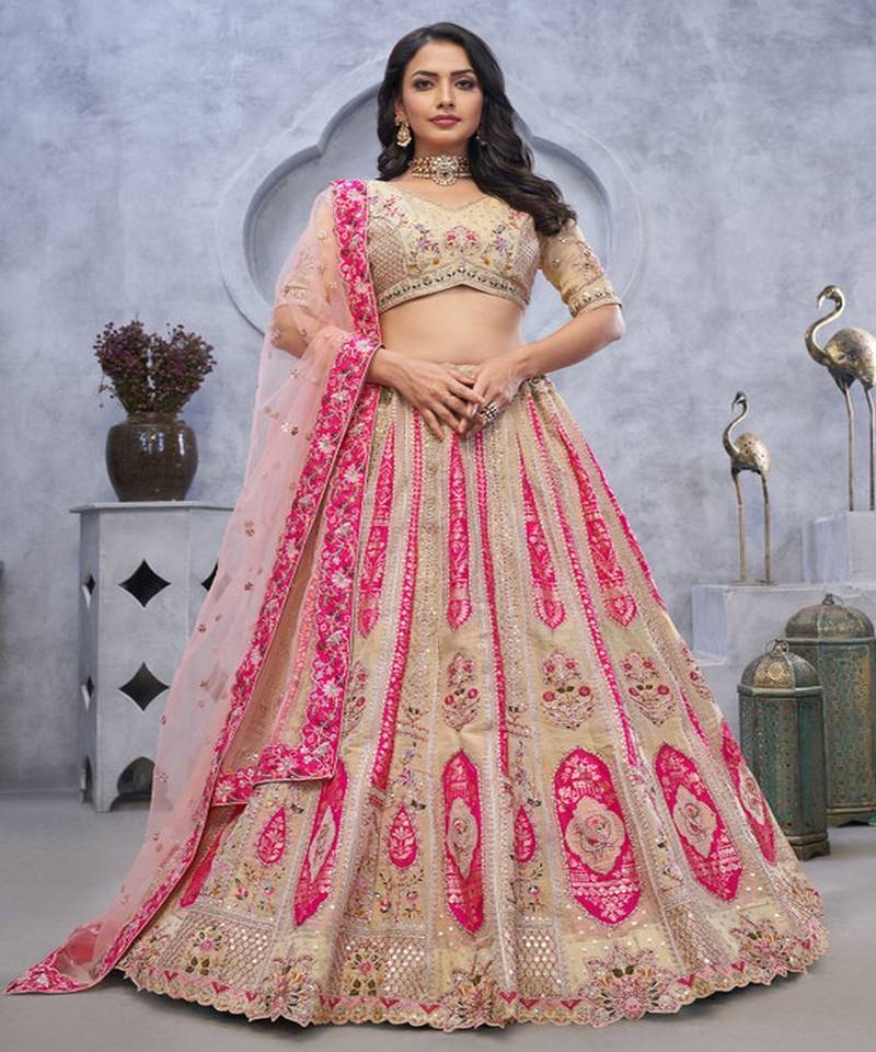 Embellished Sequinned Semi Stitched Lehenga & Unstitched Blouse With Dupatta