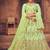 Green & Gold Toned Embroidered Thread Work Semi Stitched Lehenga & Unstitched Blouse With Dupatta
