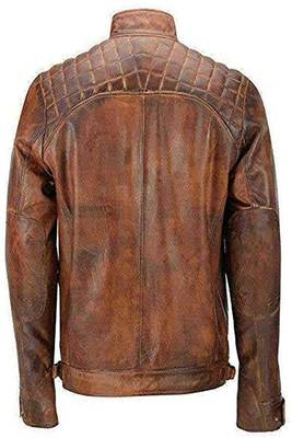 men's brown lambskin leather biker jacket classic moto zip style premium versatile 3