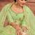 Green & Gold Toned Embroidered Thread Work Semi Stitched Lehenga & Unstitched Blouse With Dupatta