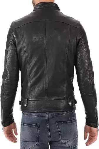 men's black lambskin leather biker jacket classic moto zip style stylish unique