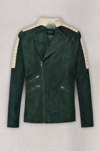 Timber green seude leather stylish pure lambskin  leather jacket motorcycle jacket