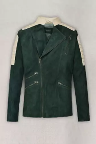 Timber green seude leather stylish pure lambskin  leather jacket motorcycle jacket