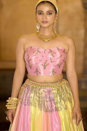 Printed Lehenga & Unstitched Blouse With Dupatta