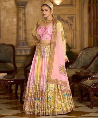 Printed Lehenga & Unstitched Blouse With Dupatta 3