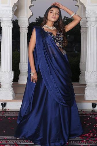 Embroidered Thread Work Ready to Wear Lehenga & Unstitched Blouse With Dupatta