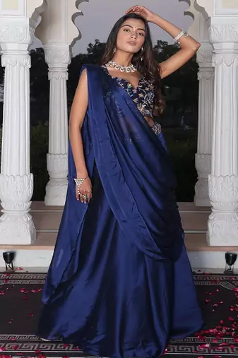 Embroidered Thread Work Ready to Wear Lehenga & Unstitched Blouse With Dupatta