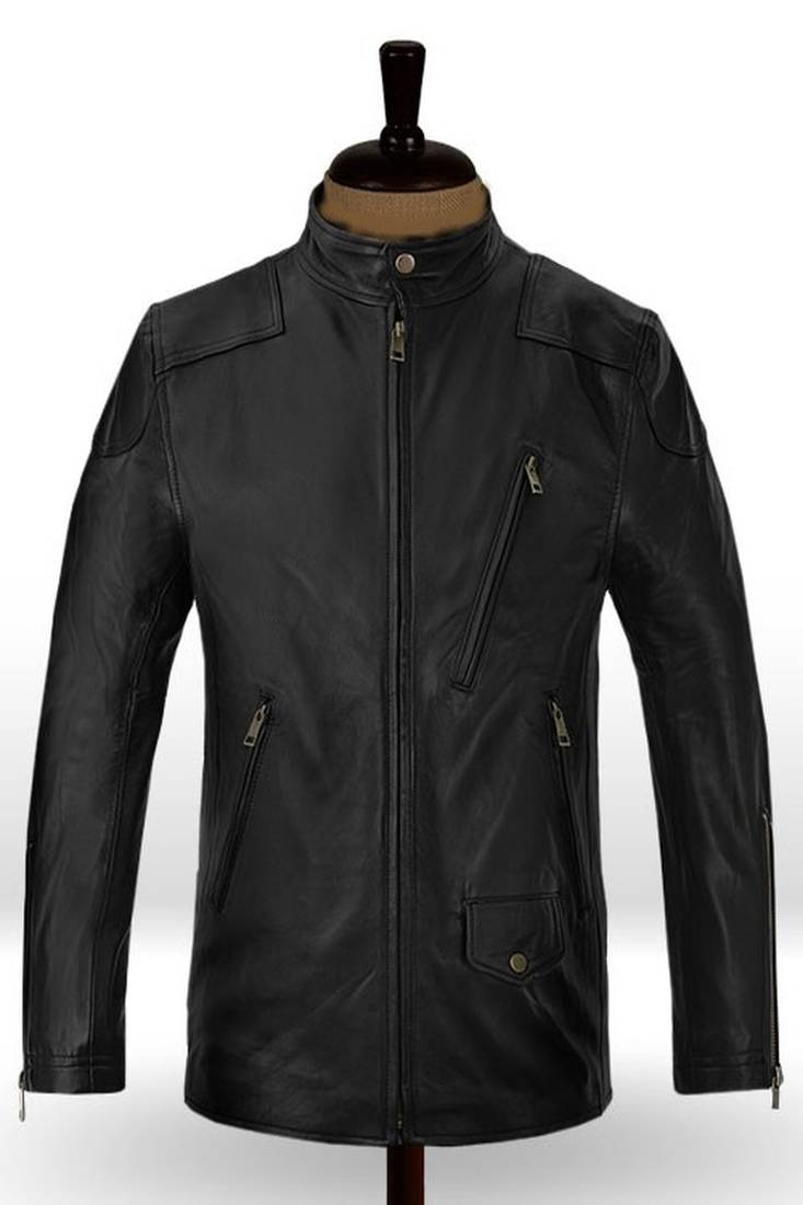 Black stylish pure lambskin black leather jacket motorcycle jacket vintage tom hardy venom look