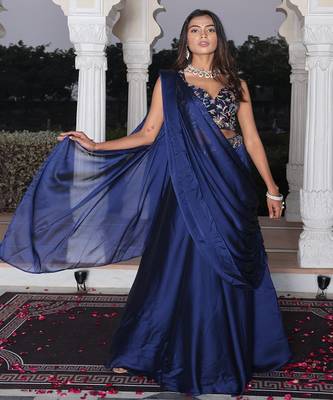 Embroidered Thread Work Ready to Wear Lehenga & Unstitched Blouse With Dupatta 4