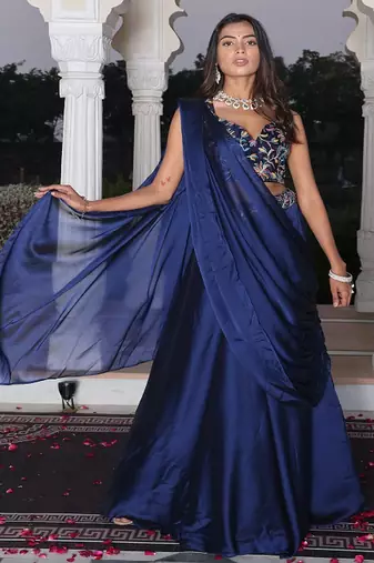 Embroidered Thread Work Ready to Wear Lehenga & Unstitched Blouse With Dupatta