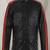 Black 4 pockets stylish pure lambskin black red strip leather jacket motorcycle jacket
