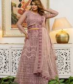 Embellished Thread Work Semi Stitched Lehenga & Unstitched Blouse With Dupatta
