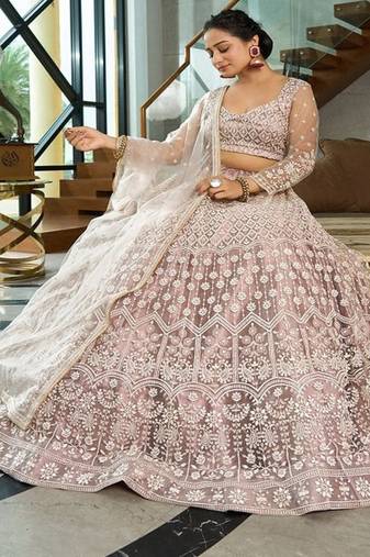 Embroidered Sequinned Semi Stitched Lehenga & Unstitched Blouse With Dupatta