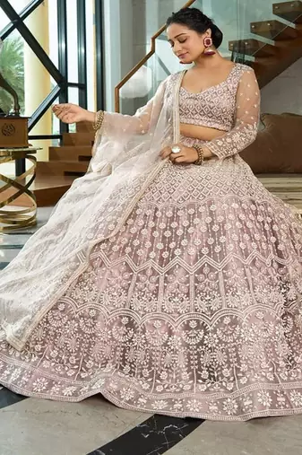Embroidered Sequinned Semi Stitched Lehenga & Unstitched Blouse With Dupatta