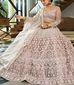 Embroidered Sequinned Semi Stitched Lehenga & Unstitched Blouse With Dupatta