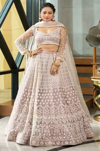 Embroidered Sequinned Semi Stitched Lehenga & Unstitched Blouse With Dupatta