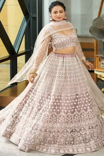 Embroidered Sequinned Semi Stitched Lehenga & Unstitched Blouse With Dupatta