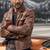 Dark brown  leather leather jacket  slim fit motor style café racer frank grillo look