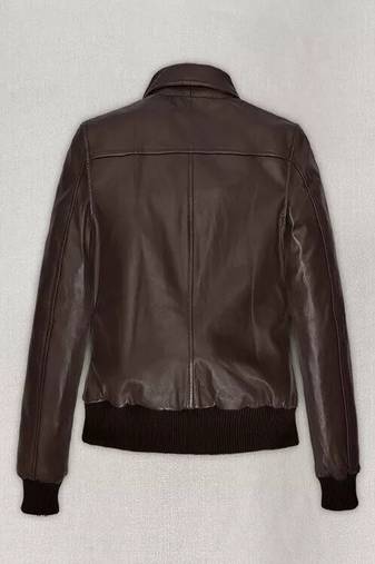 Dark brown stylish pure lambskinleather jacket motorcycle jacket waist rib