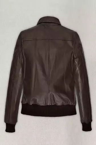 Dark brown stylish pure lambskinleather jacket motorcycle jacket waist rib
